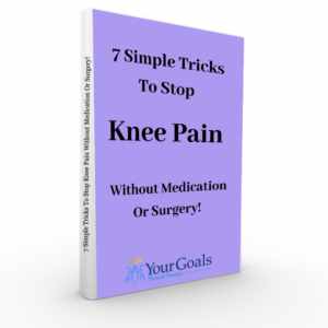 E-book with the title "7 simple Tricks to stop knee pain without medication or surgery!"