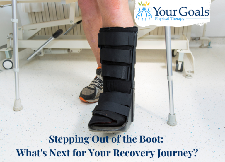 a person in a walking book with words "Stepping the out of boot: What's next for your journey?